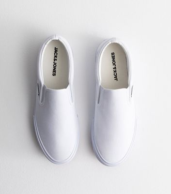 Jack Jones White Canvas Slip On Trainers New Look