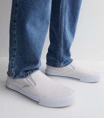 Mens white canvas 2025 shoes slip on