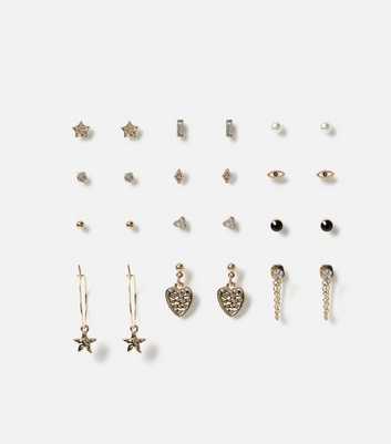 Freedom 12 Pack Gold Mixed Stud Earrings