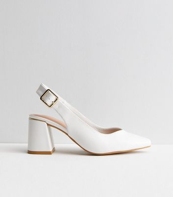 White Strappy Block Heel Sandals | New Look