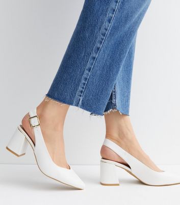 White store heeled slingbacks