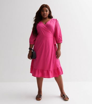 Plus size sale pink wrap dress