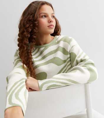 Girls Green Marble Boxy Jumper