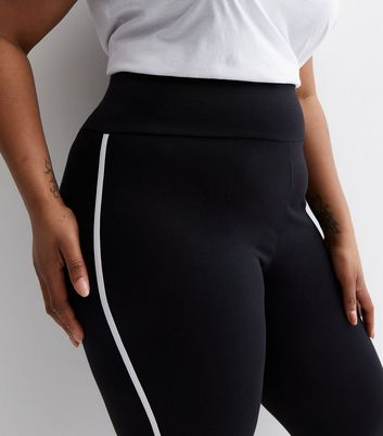 Black leggings with stripe down the side on sale