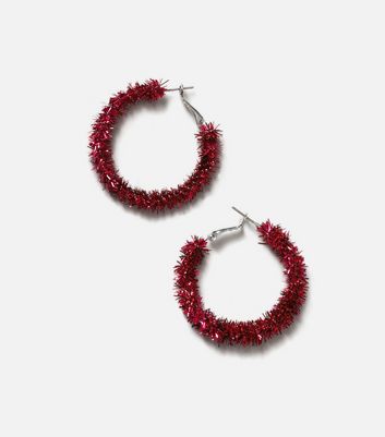 Tinsel hoop earrings sale