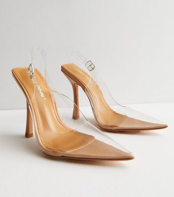 Pointed toe clear online strap heels