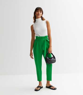 Green Belted Paperbag Trousers