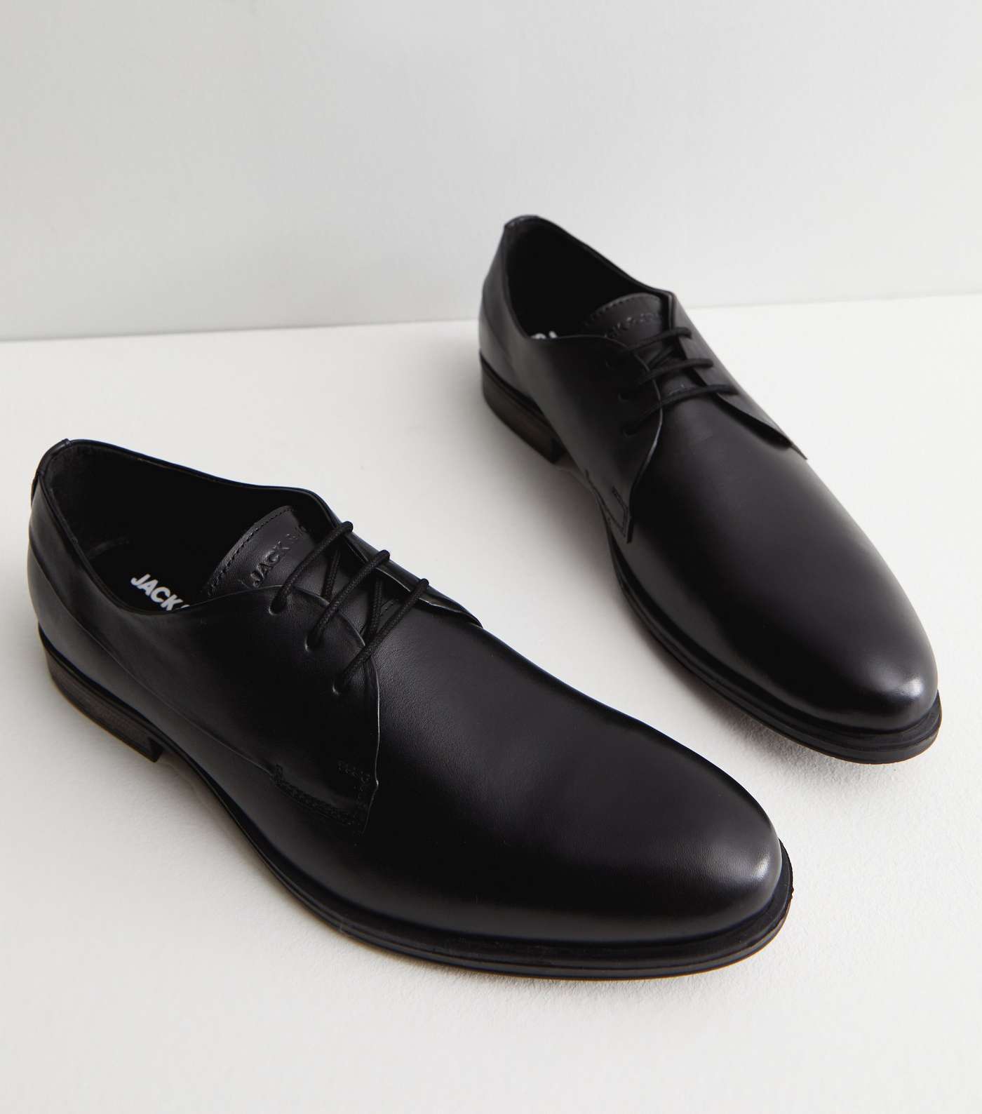 Jack & Jones Dark Grey Leather Rounded Oxford Shoes