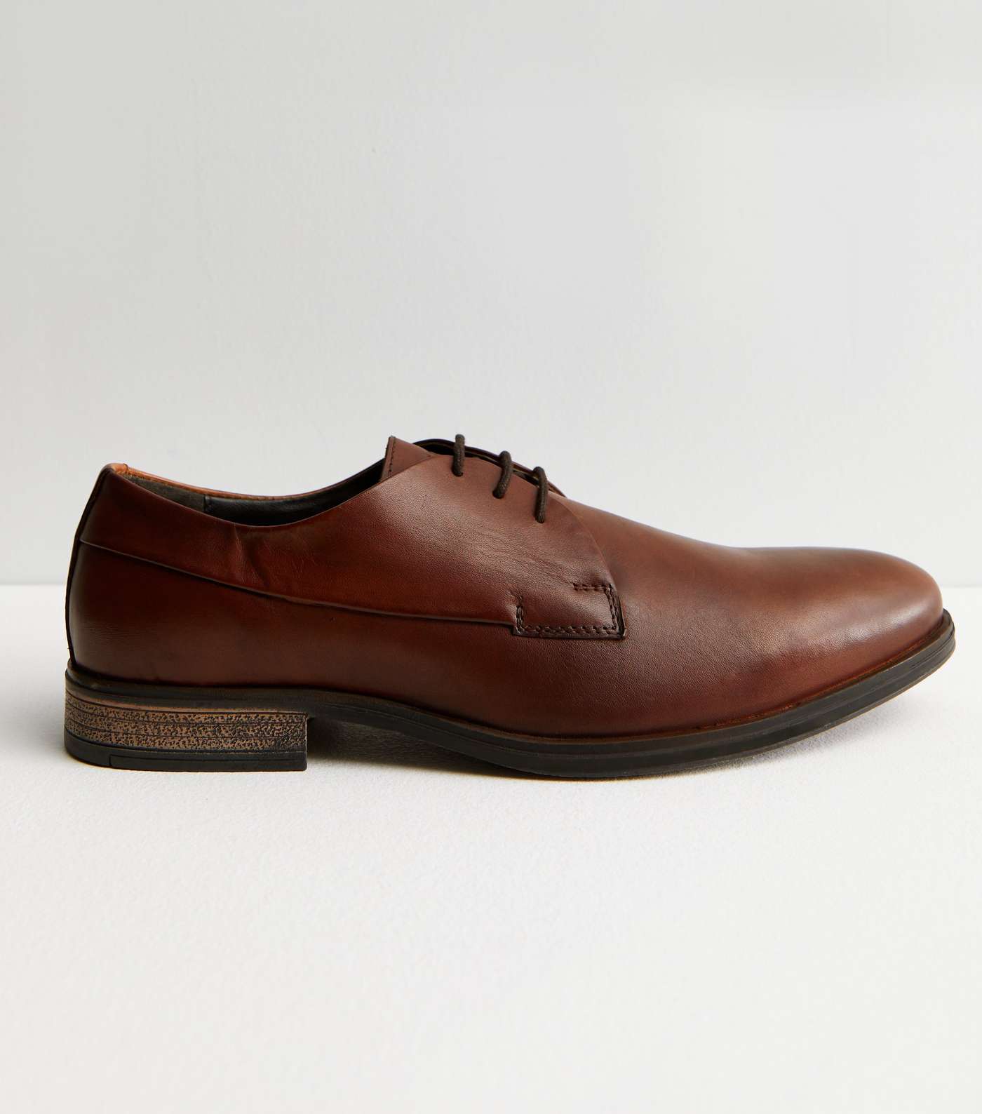 Jack & Jones Rust Leather Lace Up Rounded Brogues Image 3