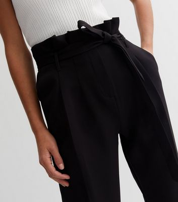 Black Paperbag Trousers New Look