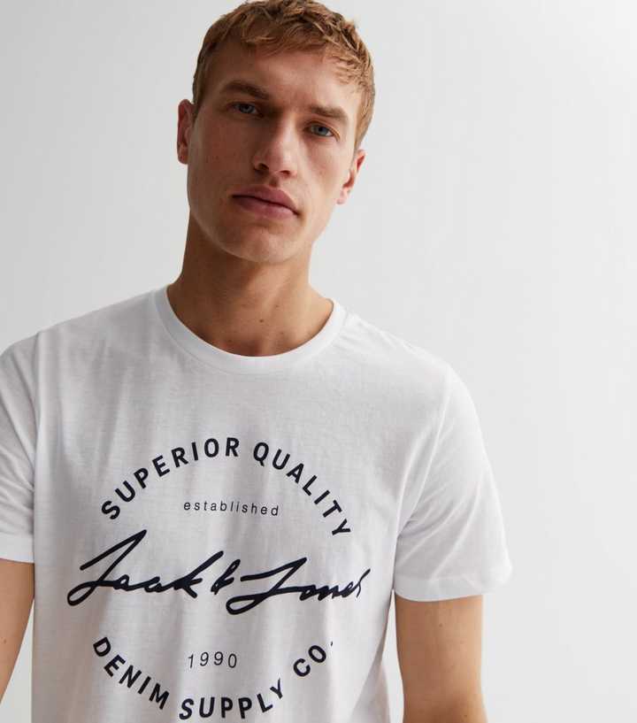 Jack & Jones White Crew Neck Logo T-Shirt