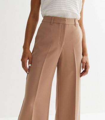 Buy Camel Natural Pleated Front Wide Leg Trousers from Next Luxembourg