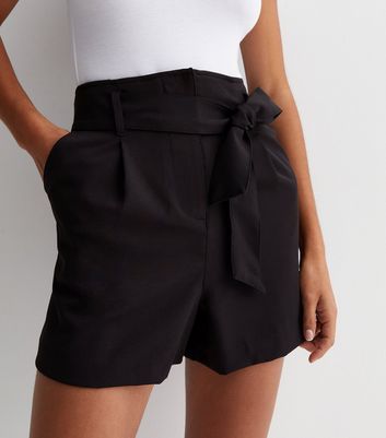 Black Belted High Waist Shorts New Look