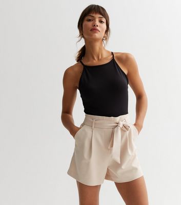 Stone Belted High Waist Shorts | New Look