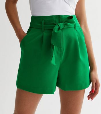 Green Belted High Waist Shorts | New Look