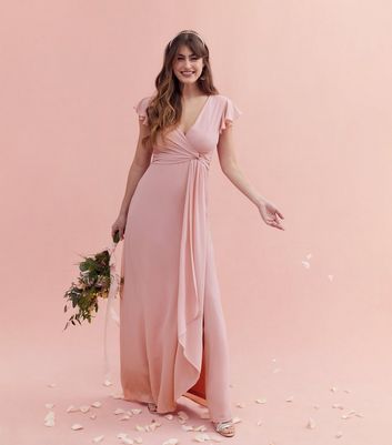 TFNC Pink Short Flutter Sleeve Maxi Dress New Look