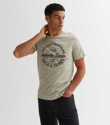 Jack & Jones Pale Grey Circle Logo T-Shirt