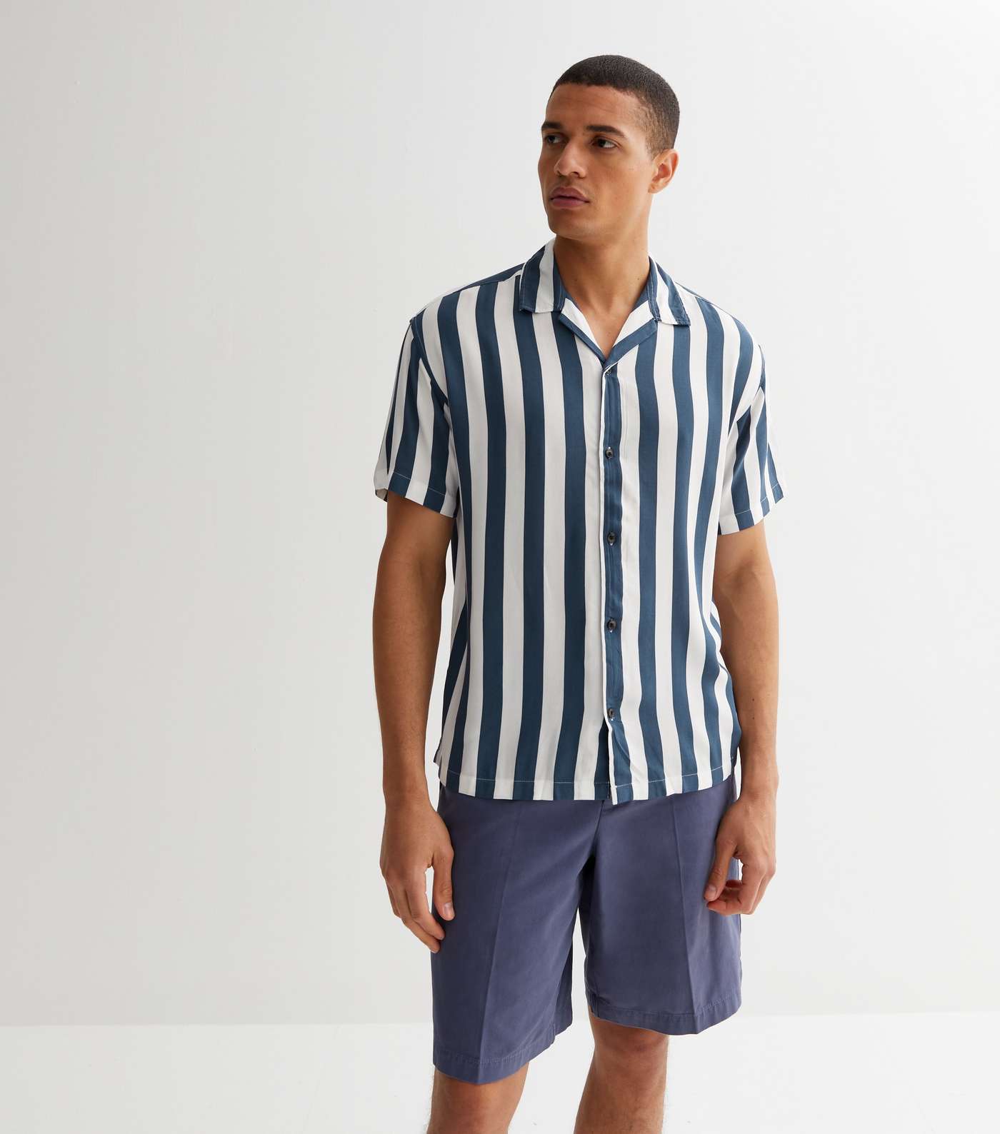 Jack & Jones Bright Blue Stripe Short Sleeve Shirt