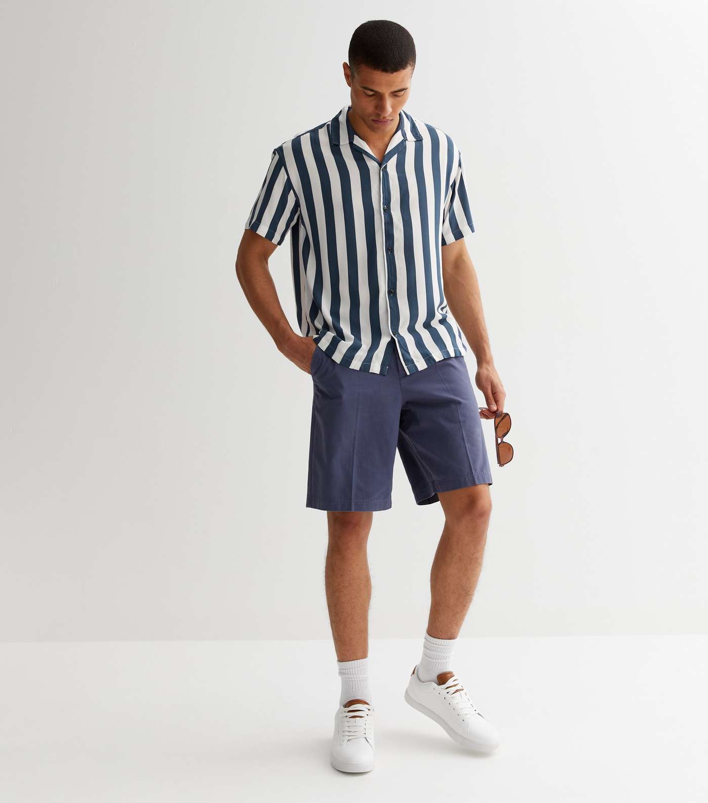 Jack & Jones Bright Blue Stripe Short Sleeve Shirt Image 3