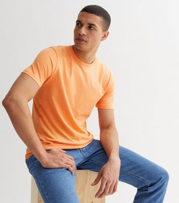 Men's Jack & Jones Bright Orange Crew Neck Short Sleeve T-Shirt New Look