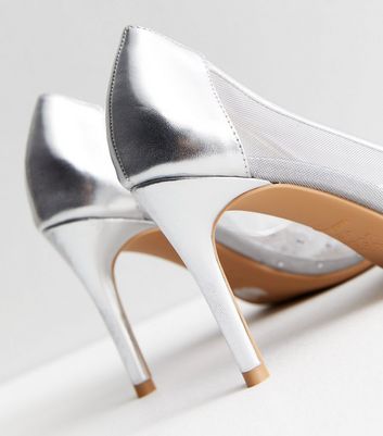 Silver hot sale mesh pumps