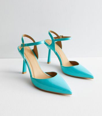 Blue Patent Stiletto Heel Court Shoes | New Look