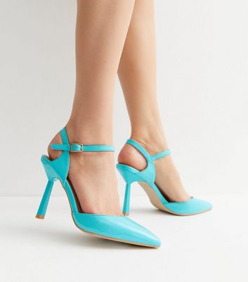 Blue Patent Stiletto Heel Court Shoes New Look