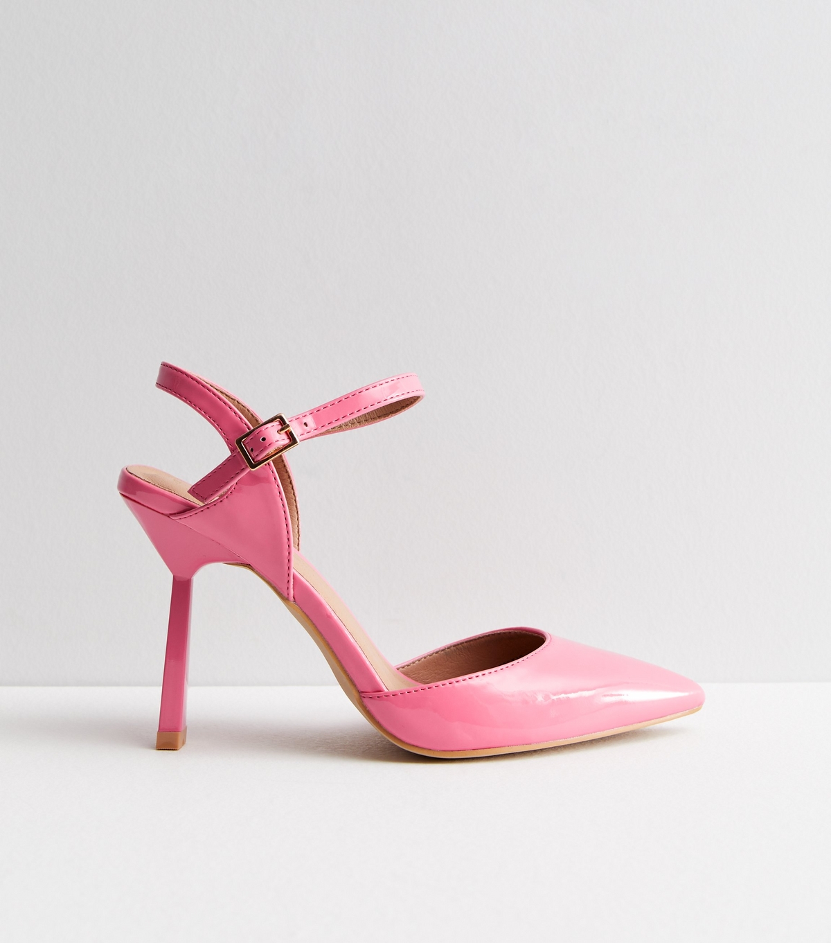 Women's Bright Pink Patent Stiletto Heel Court Shoes New Look