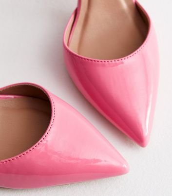 Pink patent store court shoes