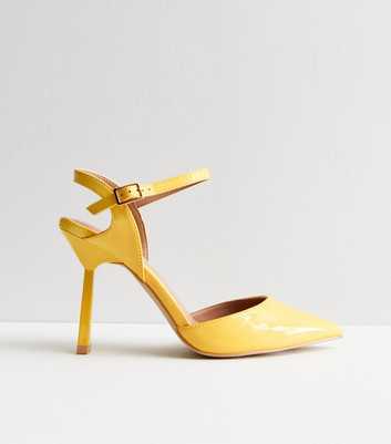 Yellow Patent Stiletto Heel Court Shoes