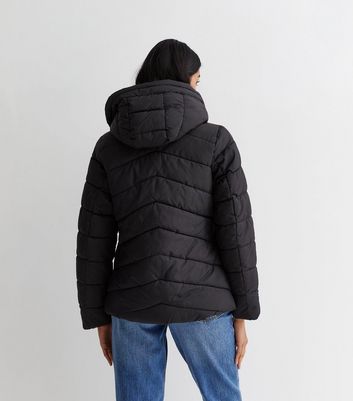 Black fitted puffer jacket online