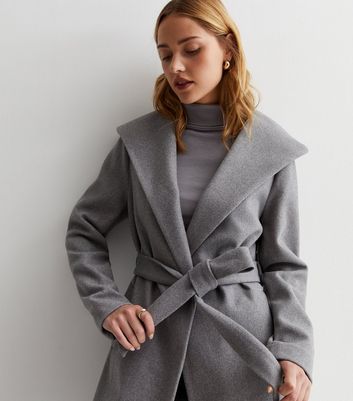 Grey wrap coat outlet womens