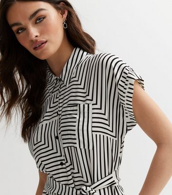 Black and white striped hotsell shirt dress