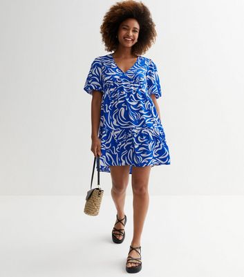 Blue and white cheap smock dress