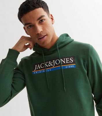 Jack & Jones Khaki Jersey Logo Hoodie