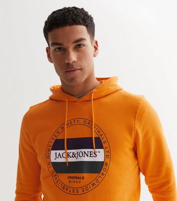 Jack & Jones Bright Orange Jersey Logo Hoodie