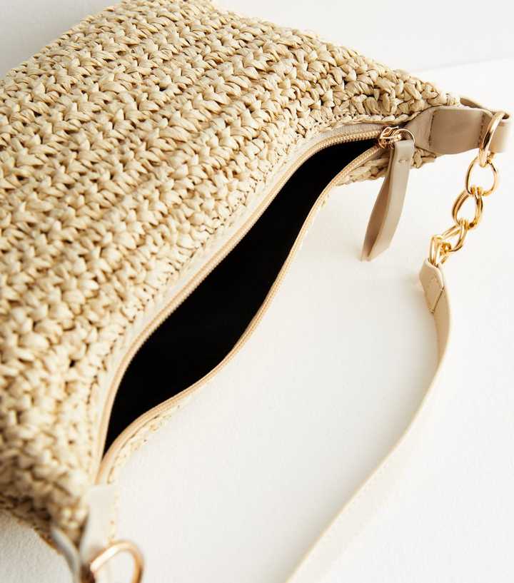 Stone Straw Effect Cross Body Bag