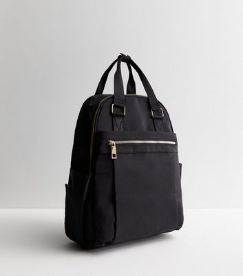 Black Multi Pocket Backpack New Look