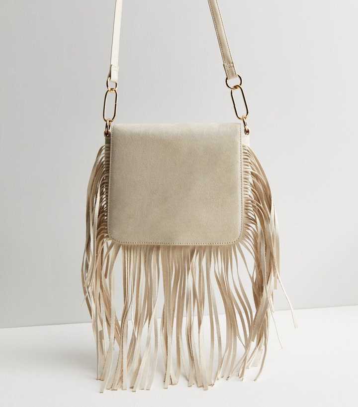 Creamy Fringe Crossbody Bag