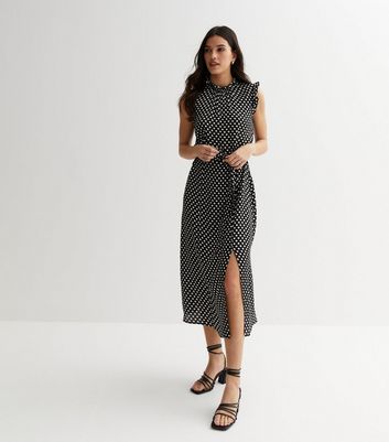 Black spot midi outlet dress