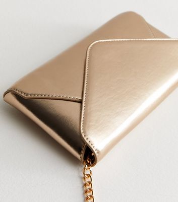 Gold clutch bag new hot sale look