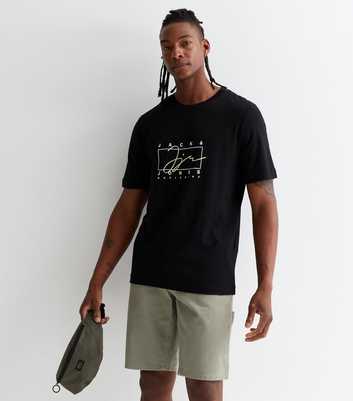 Jack & Jones Black Cotton Jorsplash Logo T-Shirt