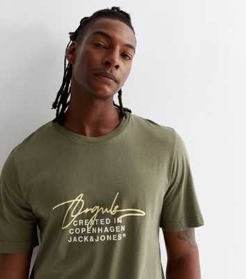 Jack & Jones Khaki Cotton Jorsplash Logo T-Shirt