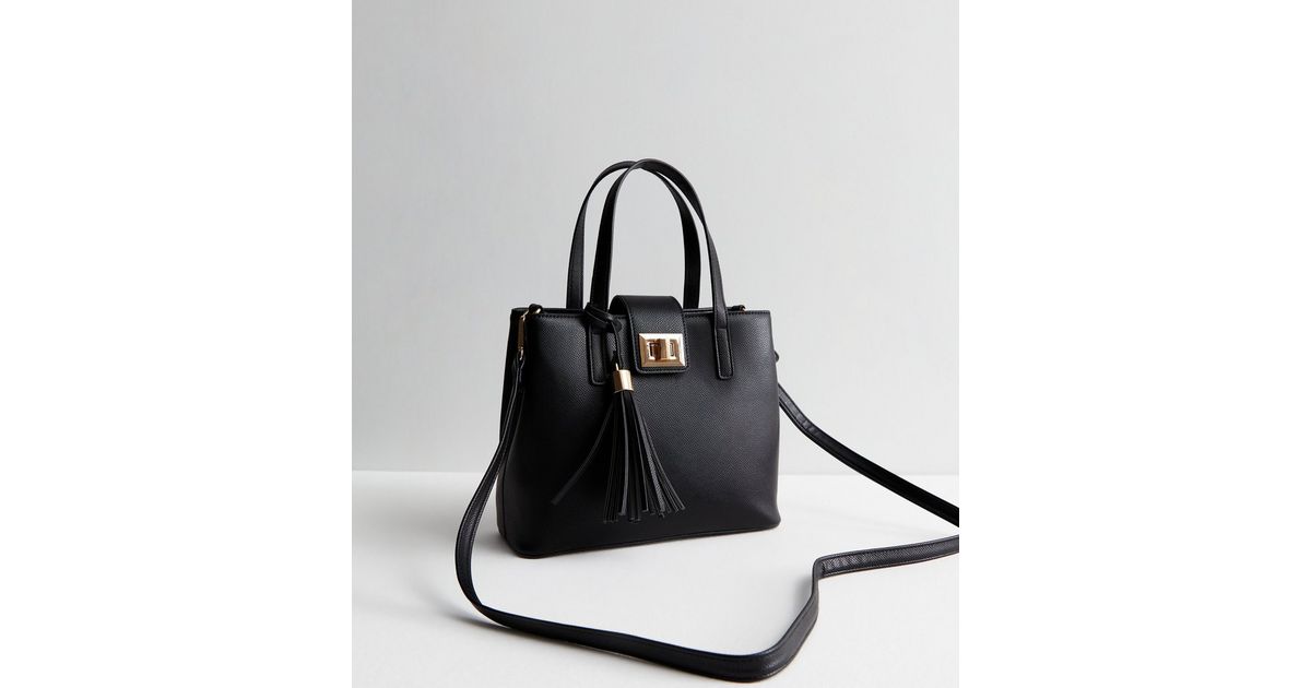 Black Tassel Midi Tote Bag | New Look