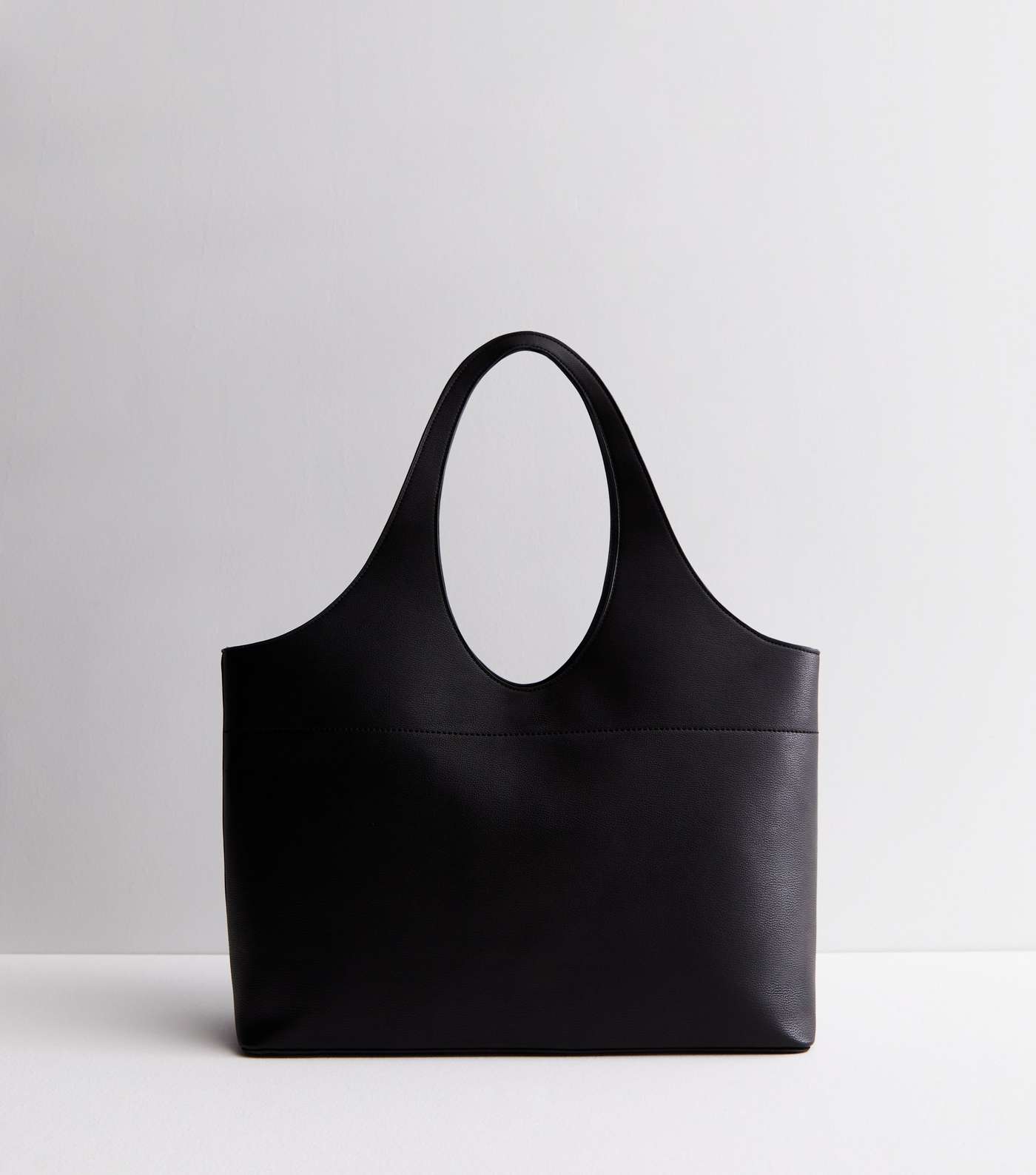 Black Leather-Look Cut Out Handle Tote Bag Image 4