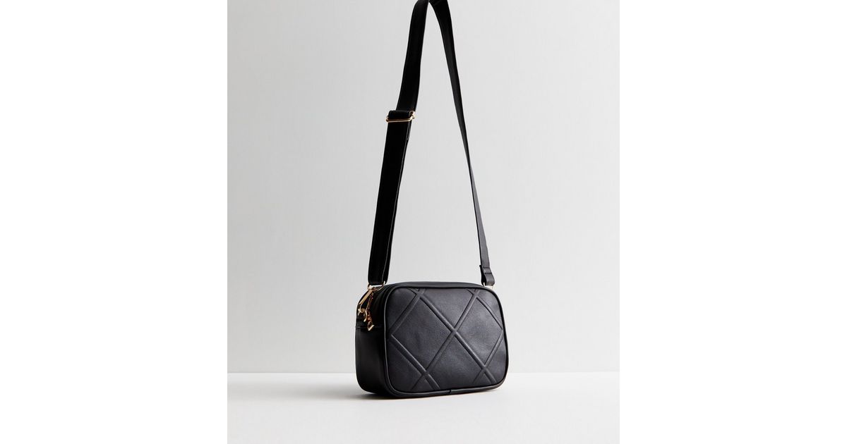 Women's Black Diamond Quilted Cross Body Bag