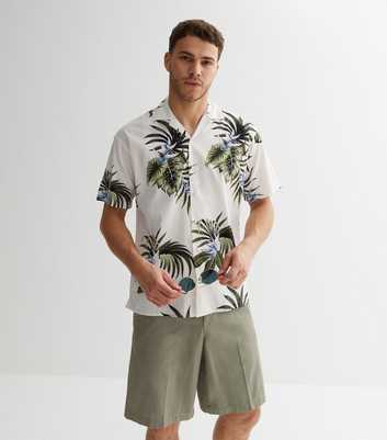 Jack & Jones White Tropical Leaf Short Sleeve Shirt