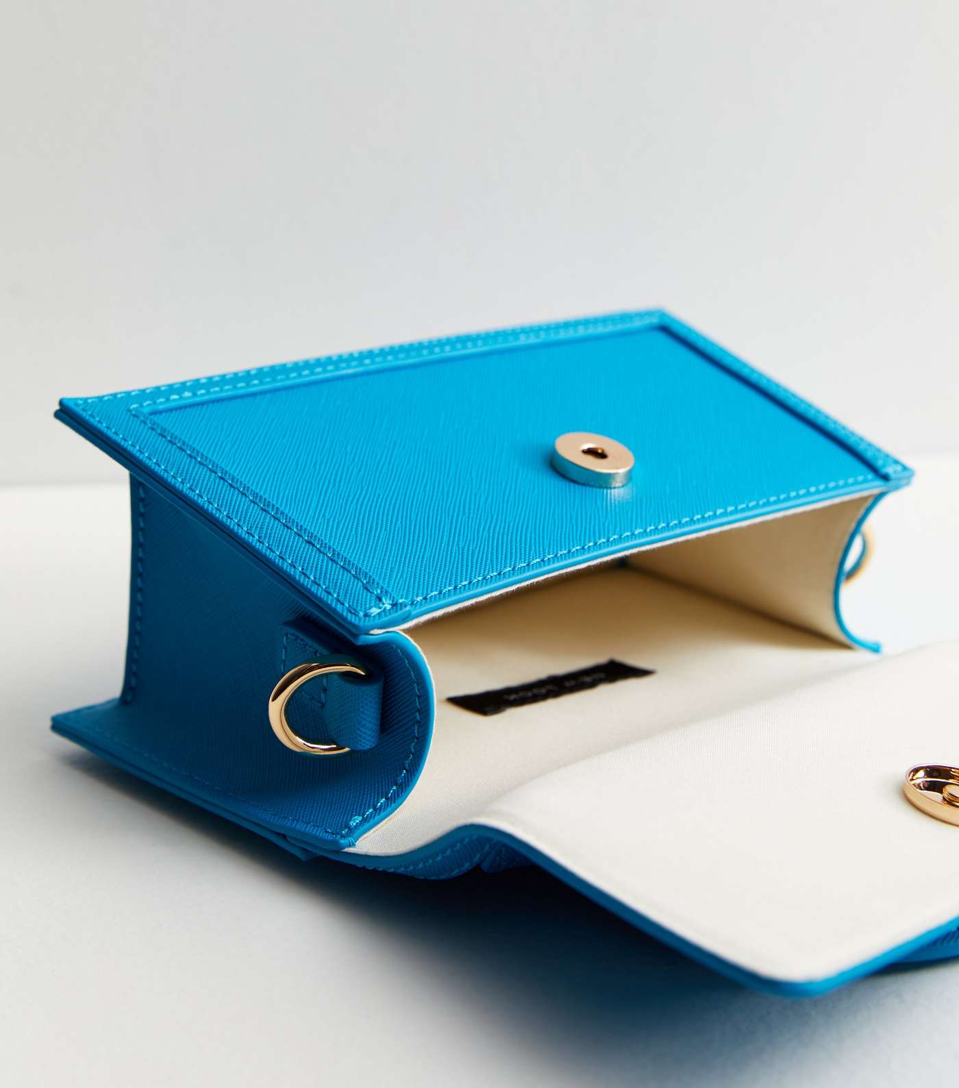 Blue Leather-Look Asymmetric Top Handle Bag Image 4