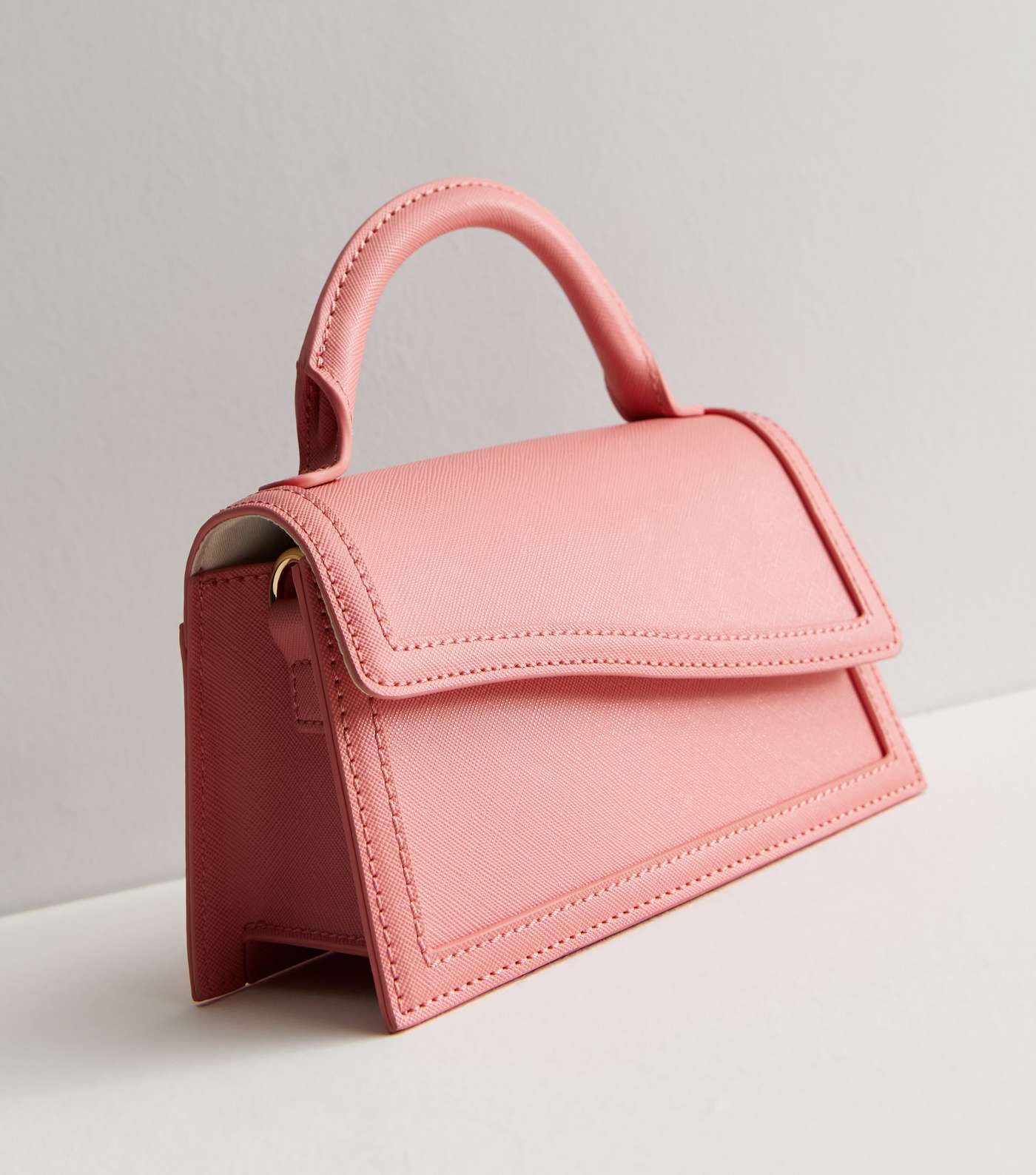 Coral Leather-Look Asymmetric Top Handle Bag Image 3