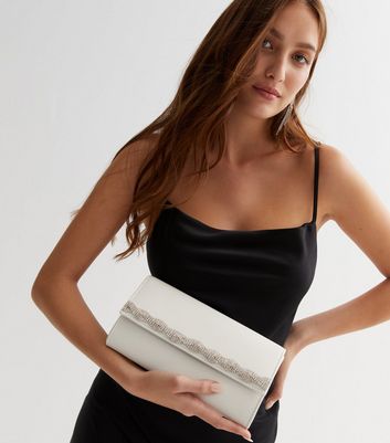 White best sale embellished clutch